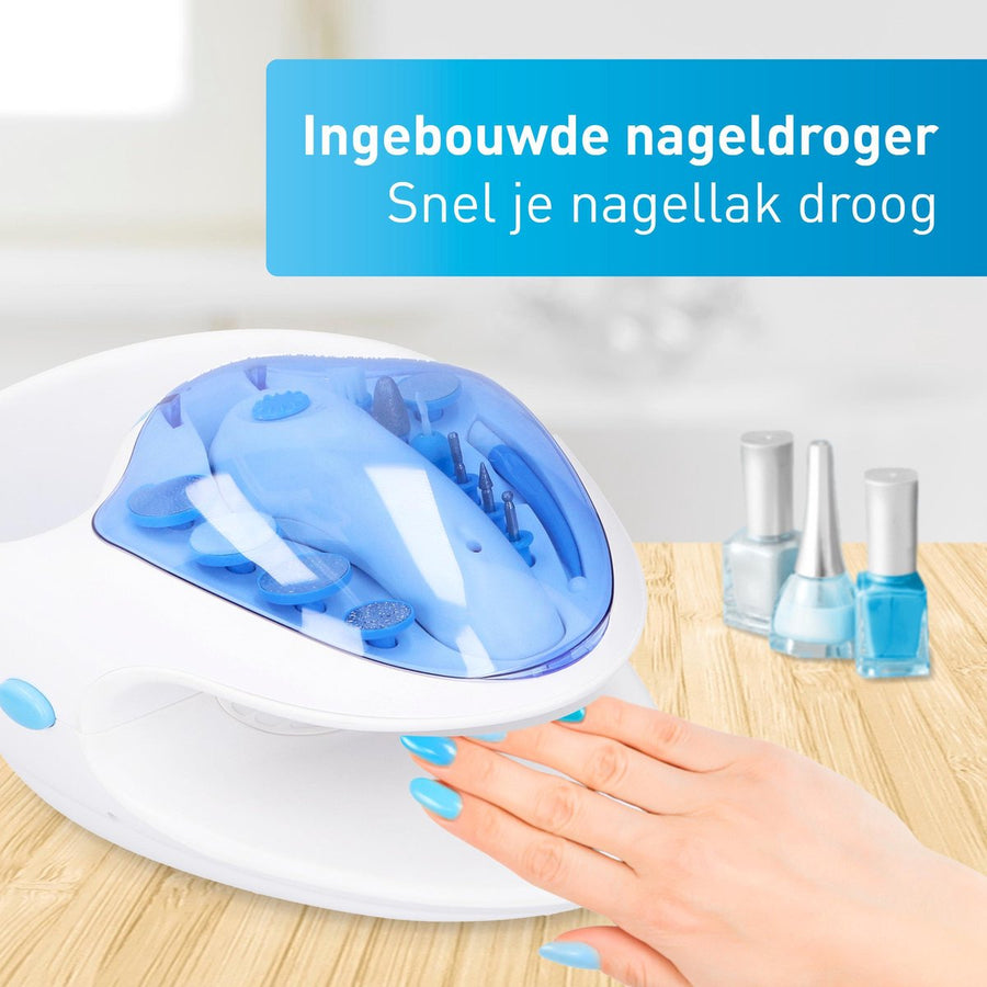 Set voor Manicure en Pedicure - Draadloos - Handspa - Nageldroger - 12 Accessoires - Ariko