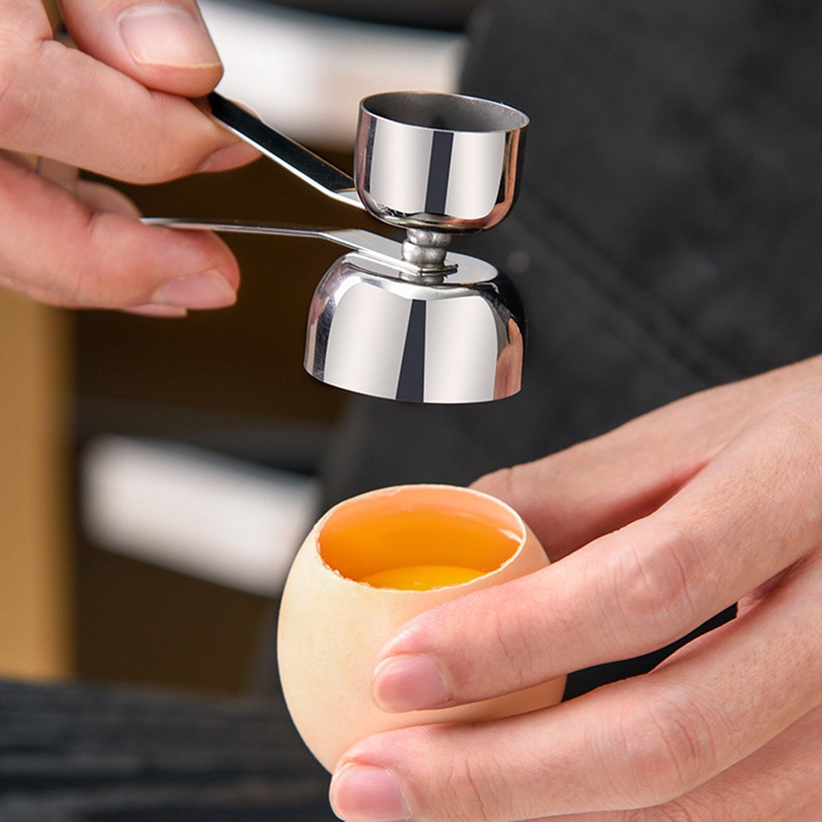 Ariko Eierschaal Kraker - Egg Cracker - Ei Opener - Ei zeef - Eierschaal Snijder - 2 in 1 - RVS