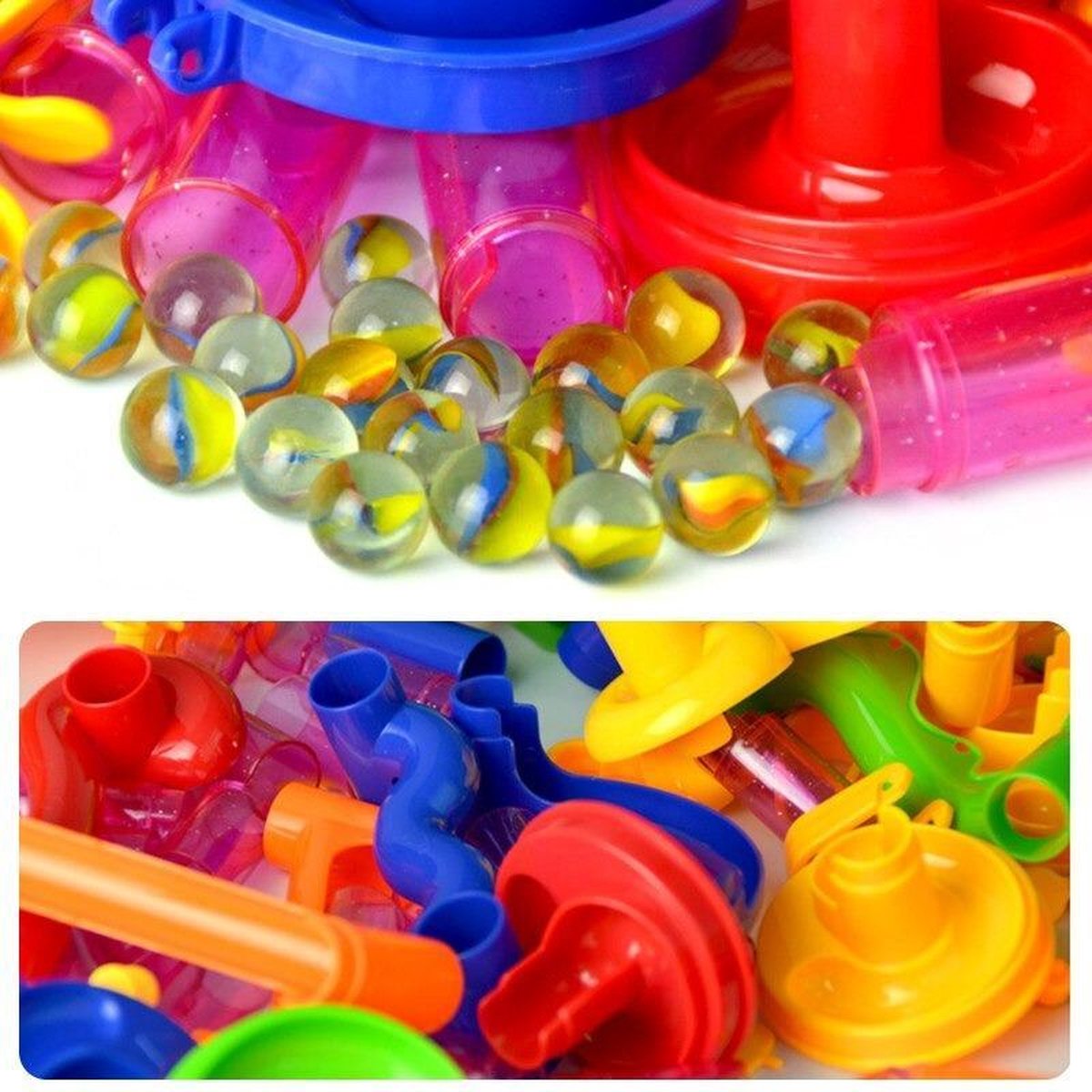 Ariko XXL Knikkerbaan | 105 delig | incl 30 Knikkers | 12 Verschillende elementen | Puzzel | Achtbaan | Marble Racebaan | Spiraal