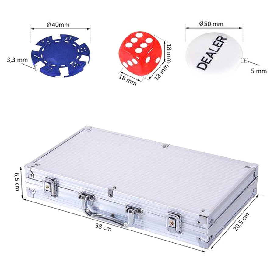 Deluxe Pokerset In Aluminium Koffer - Omaha / Texas Hold Em Pro Poker Set Met 300 Chips & Poker Kaarten Playing Cards - Pokerkoffer - Ariko