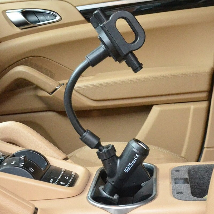 Ariko Smartphonehouder met Auto USB-oplader - Universele Auto Telefoonhouder met 2 USB poorten - voor 12 en 24 volt Aansteker Aansluiting