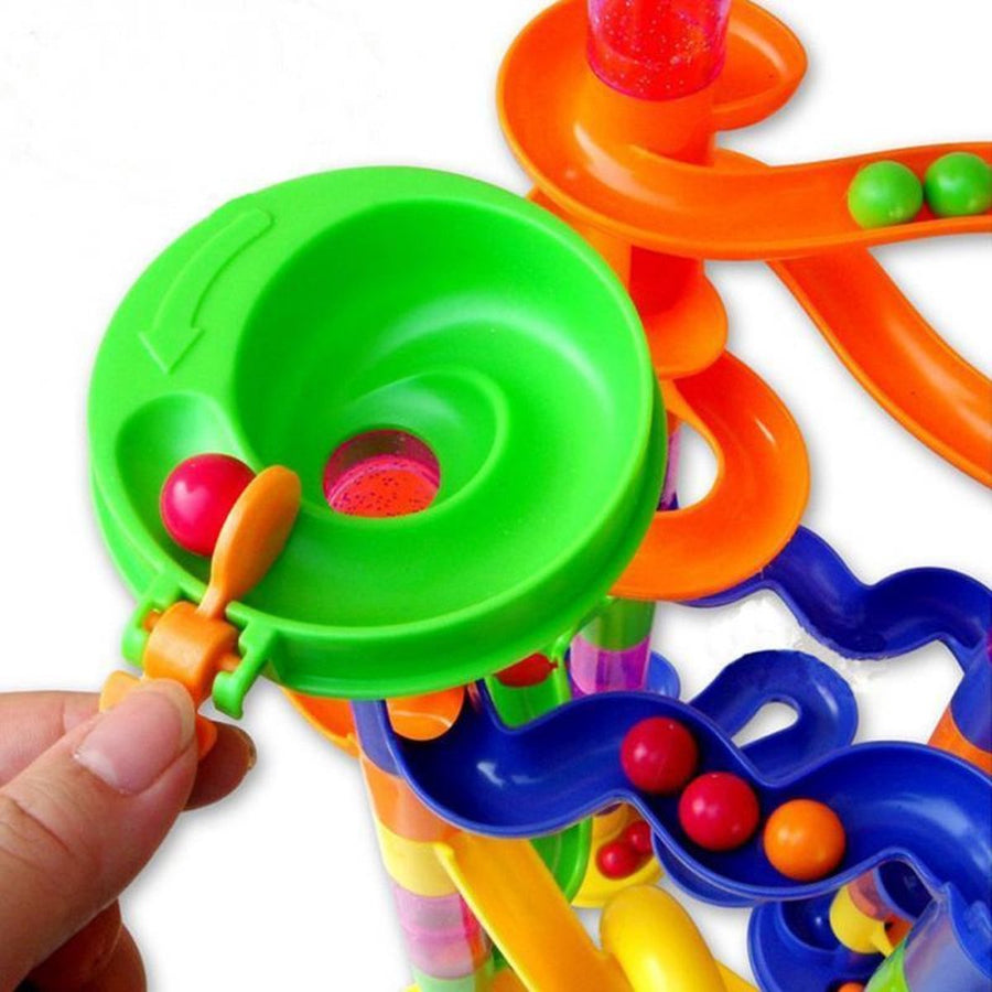 Ariko XXL-Kugelbahn | 105 Stück | inkl. 30 Murmeln | 12 verschiedene Elemente | Rätsel | Achterbahn | Rennbahn aus Marmor | Spiral