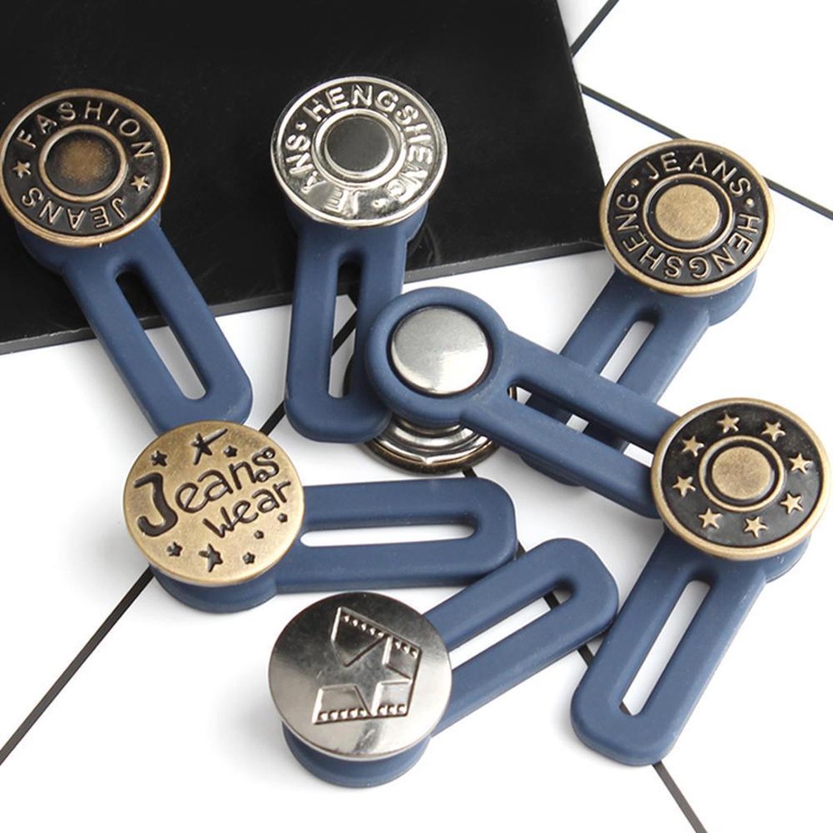 WiseGoods Luxe Broekverbreder - Knoopsgat Verlengers - Jeans & Broeken - Verstelbare Knopen - 2 cm - Taille - Zwanger - 5 stuks - Ariko