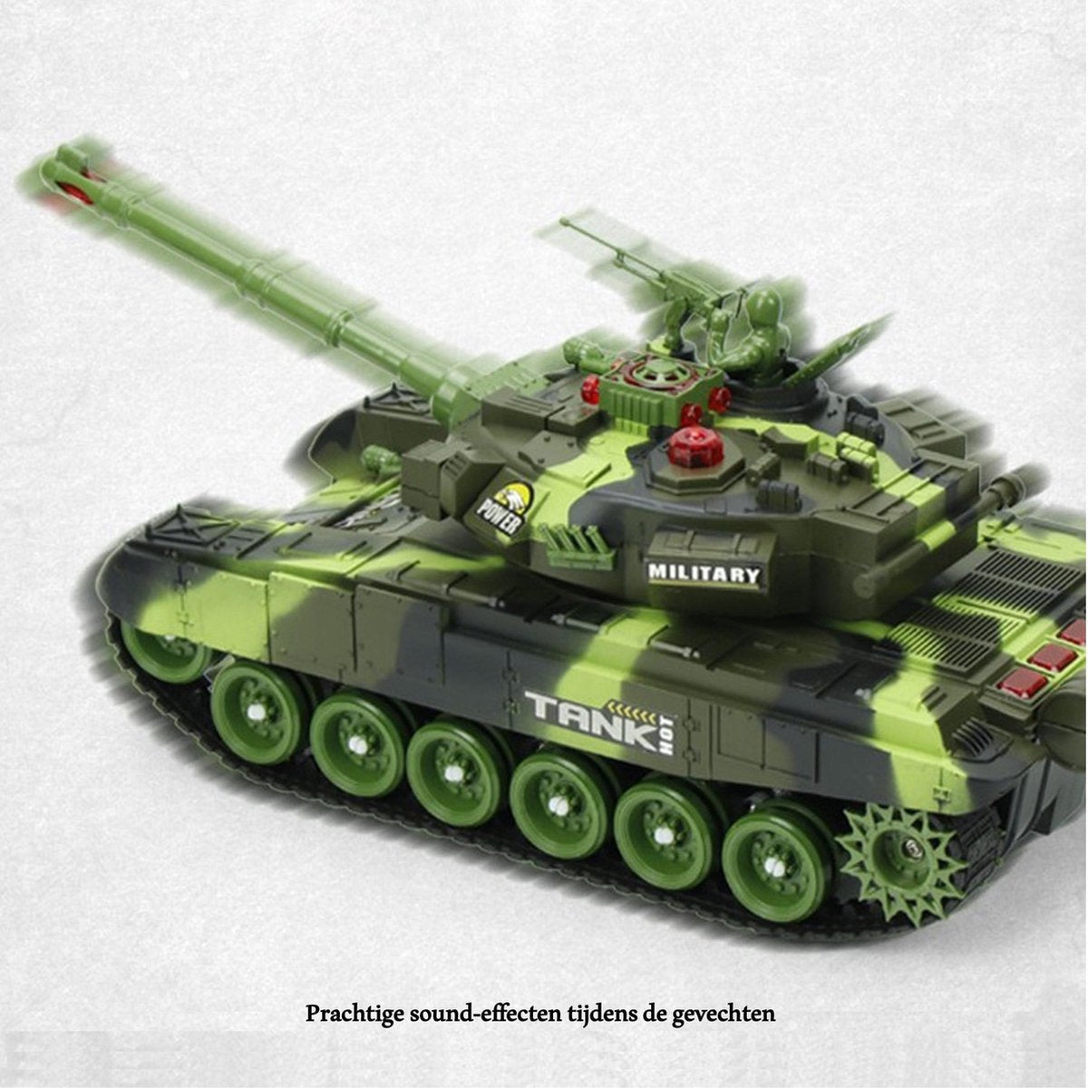 Ariko XXL RC Speelgoed Tank - Groen - Op Afstand bestuurbare Radiografische Tank Met Afstandsbediening - Met Geluid & Licht Effecten - Met Interne Accu - 2.4Gz - Schaal 1:14