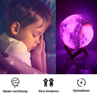 Thumbnail for Ariko Nachtlamp 3D Maan - Star light - 15 cm - Tafellamp - Accu 15 tot 89 uur - 16 dimbare LED kleuren en Afstandsbediening