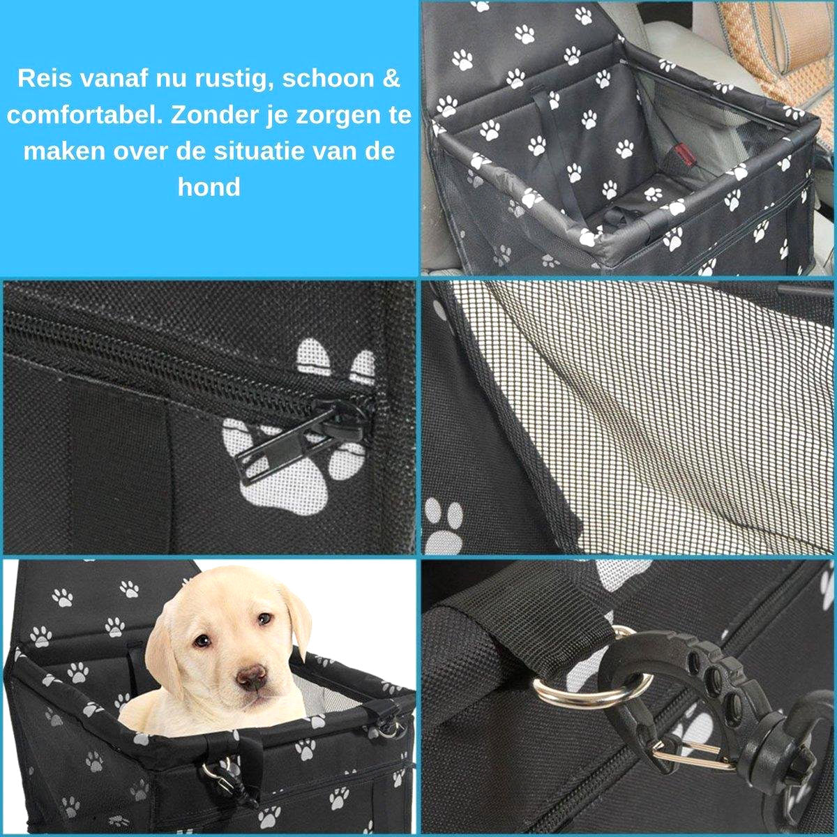 <tc>Ariko</tc> Siège auto chien/chat/chiot - siège pliable résistant à l'eau pour chien/chat - Siège animal pour la voiture - Panier pour chien - 40 x 40 x 25 cm - Y compris bol de nourriture pliable et brosse - Ceinture de sécurité - Voiture propre