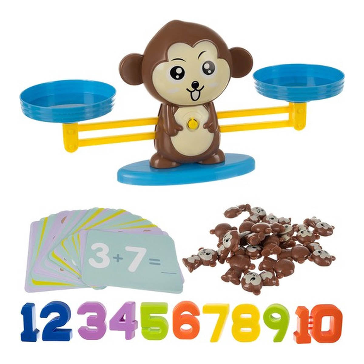 Ariko Montessori Reken Balans Spel Aap - Leren Rekenen - Interactief Speelgoed - Telraam - Reken weegschaal - Educatief
