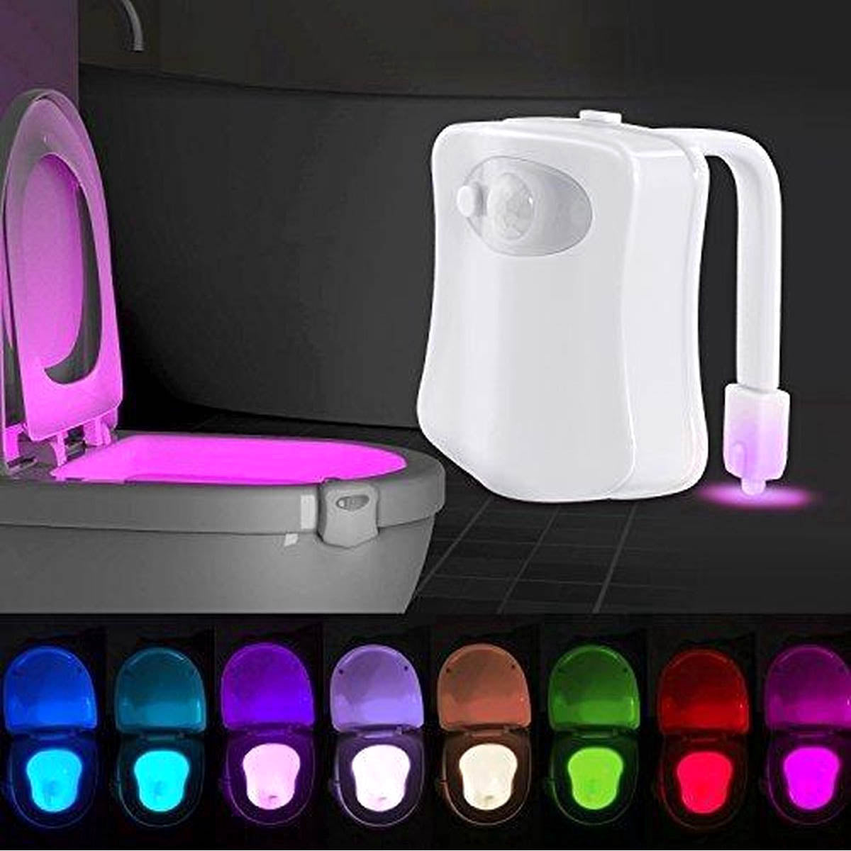 Ariko Toiletten-LED-Beleuchtung - 8 Farben - Bewegungssensor - Batterieschonung - Verschiedene Lichtfarben - Inkl. Batterien