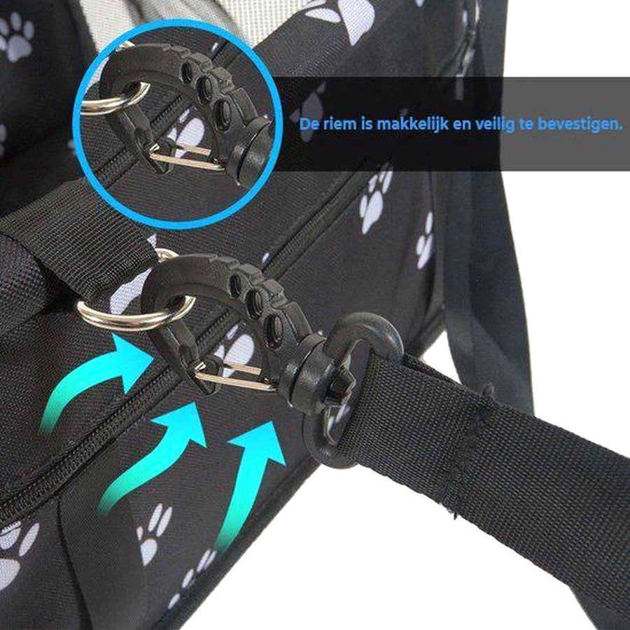 Ariko Autostoel Hond / Kat / Puppy - Opvouwbaar Waterbestendig Honden / Kat zitje - Dieren zitje voor in de auto - Hondenmand - 40 x 40 x 25 cm - Incl Opvouwbaar voerbakje en borstel - Veiligheidsband - Schone auto