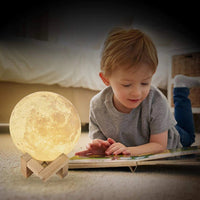 Thumbnail for Ariko Veilleuse 3D lune - lumière étoile - 15 cm - Lampe à poser - Batterie 15 à 89 heures - 16 couleurs LED dimmables et Télécommande