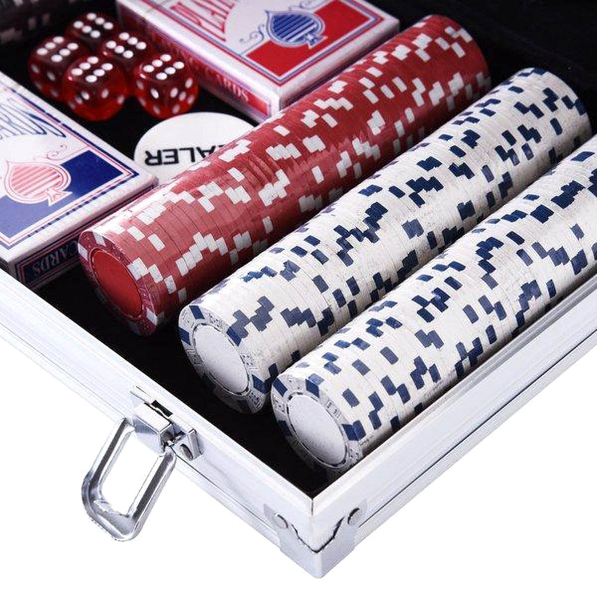Deluxe Pokerset In Aluminium Koffer - Omaha / Texas Hold Em Pro Poker Set Met 300 Chips & Poker Kaarten Playing Cards - Pokerkoffer - Ariko