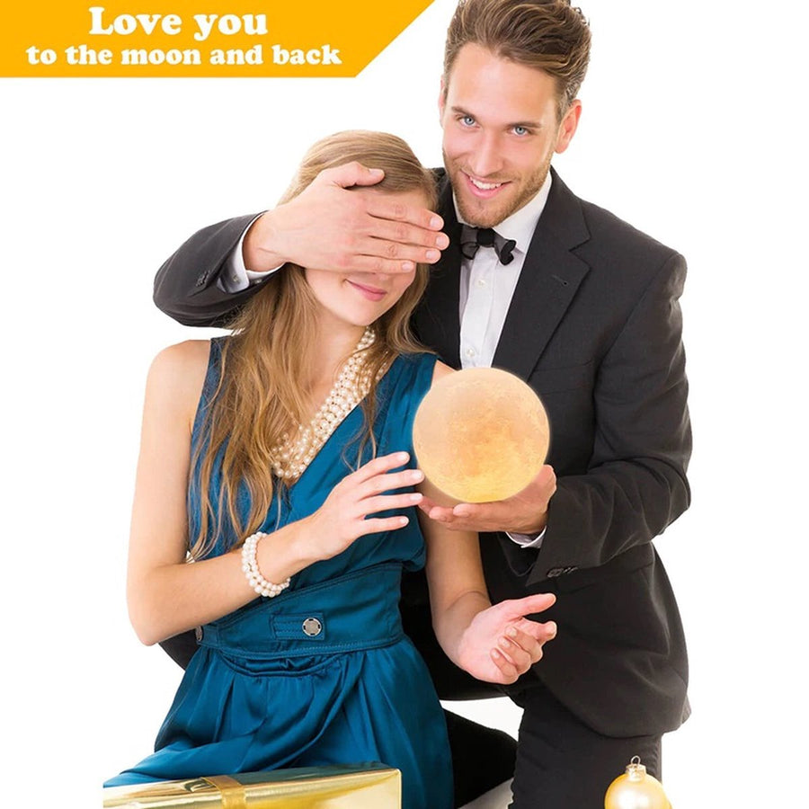 Ariko Nachtlamp 3D Maan - Star light - 15 cm - Tafellamp - Accu 15 tot 89 uur - 16 dimbare LED kleuren en Afstandsbediening