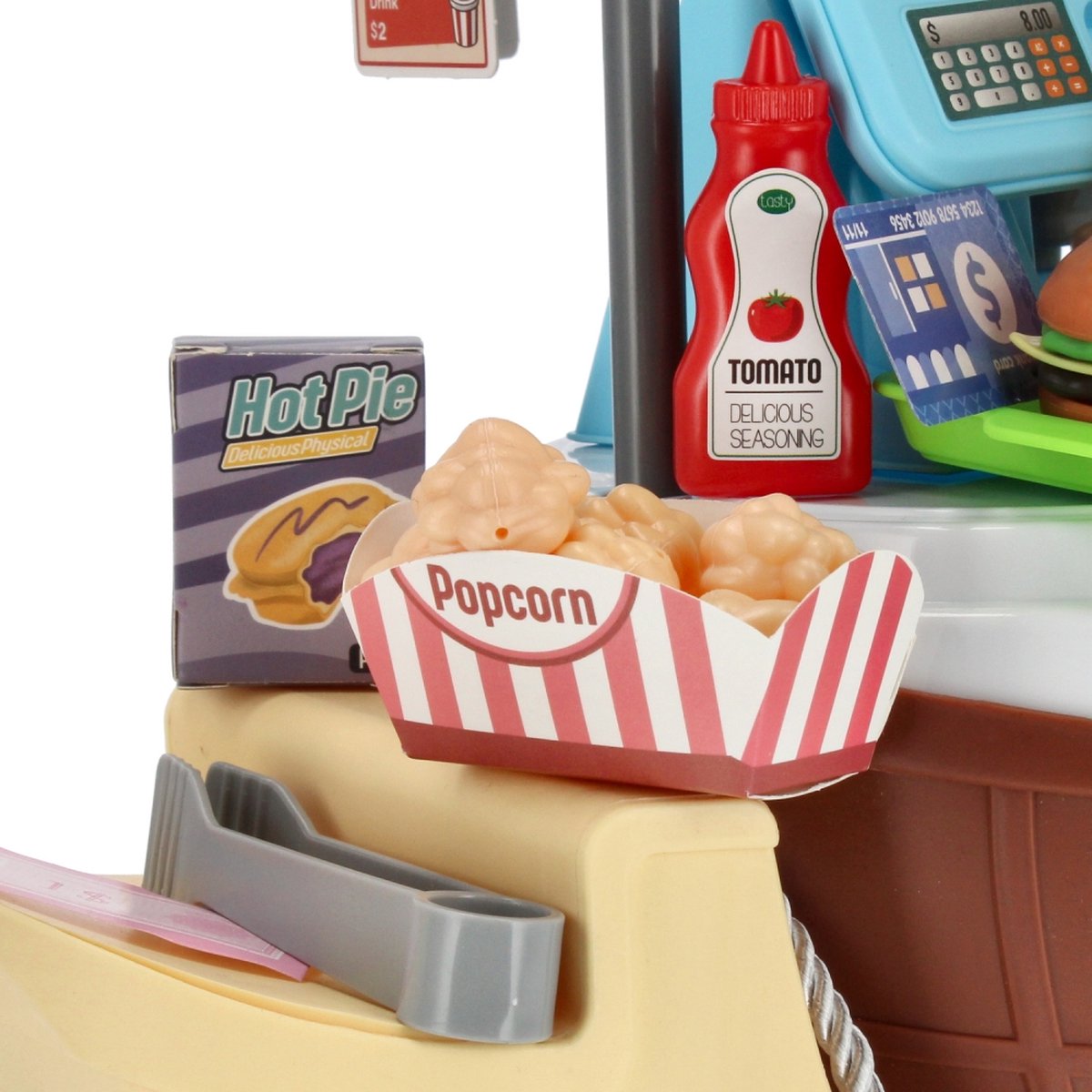 <tc>Ariko</tc>  Toy Suitcase Fast-food shop 58 pieces - hamburgers, popcorn, sauces, tongs and much more - handy take-along suitcase