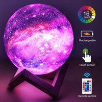 Thumbnail for Ariko Nachtlampe 3D Mond - Sternenlicht - 15 cm - Tischlampe - Batterie 15 bis 89 Stunden - 16 dimmbare LED-Farben und Fernbedienung