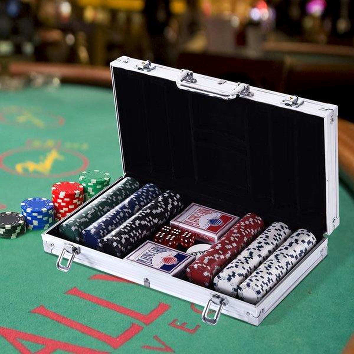 Deluxe Pokerset In Aluminium Koffer - Omaha / Texas Hold Em Pro Poker Set Met 300 Chips & Poker Kaarten Playing Cards - Pokerkoffer - Ariko