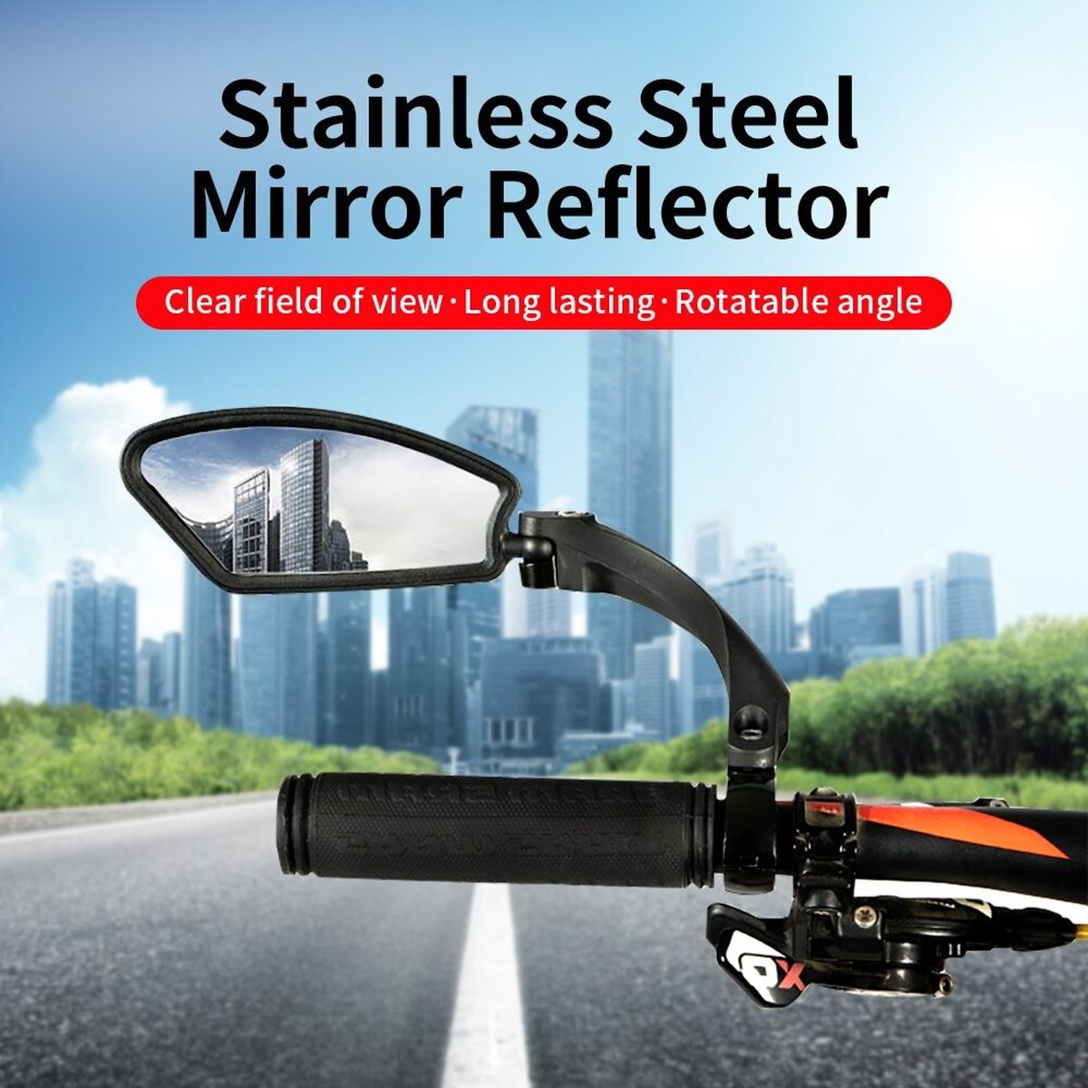 2 pieces - Bicycle mirror - E-bike - Adjustable Left and Right - Ebike - Set of 2 - Black