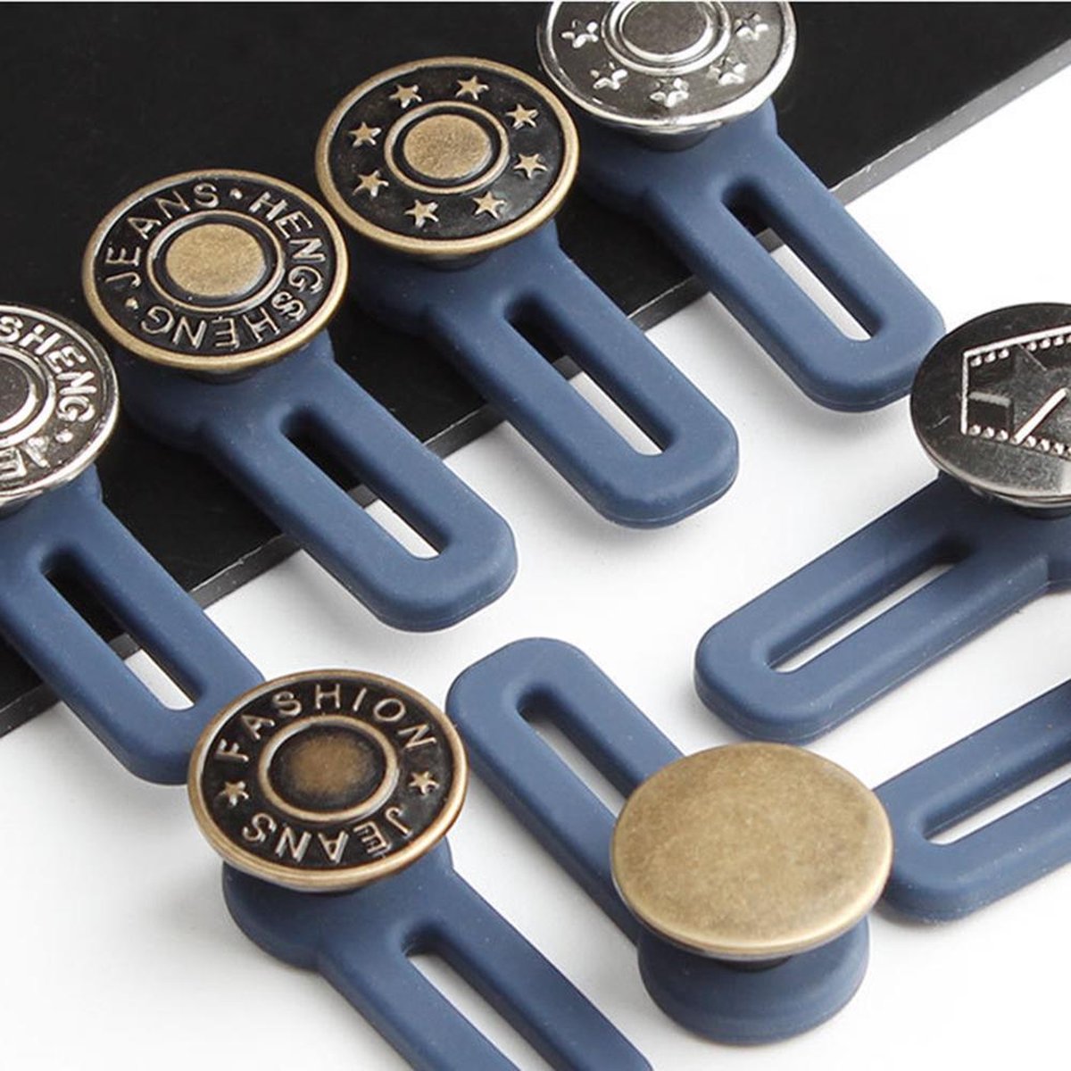 WiseGoods Luxe Broekverbreder - Knoopsgat Verlengers - Jeans & Broeken - Verstelbare Knopen - 2 cm - Taille - Zwanger - 5 stuks - Ariko