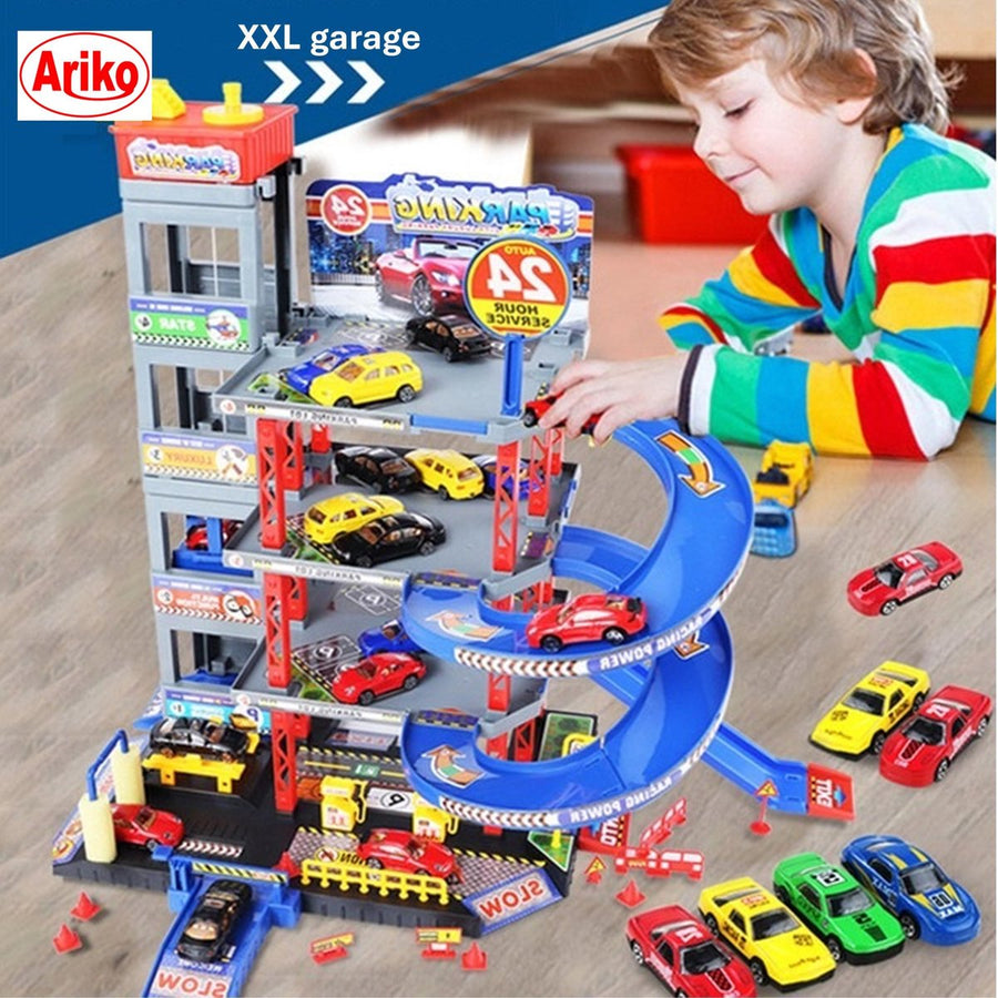 Ariko XXL Parkeergarage - Garage speelset - 4 auto's - helicopter - lift - wasstraat - helicopter platform - accessoires