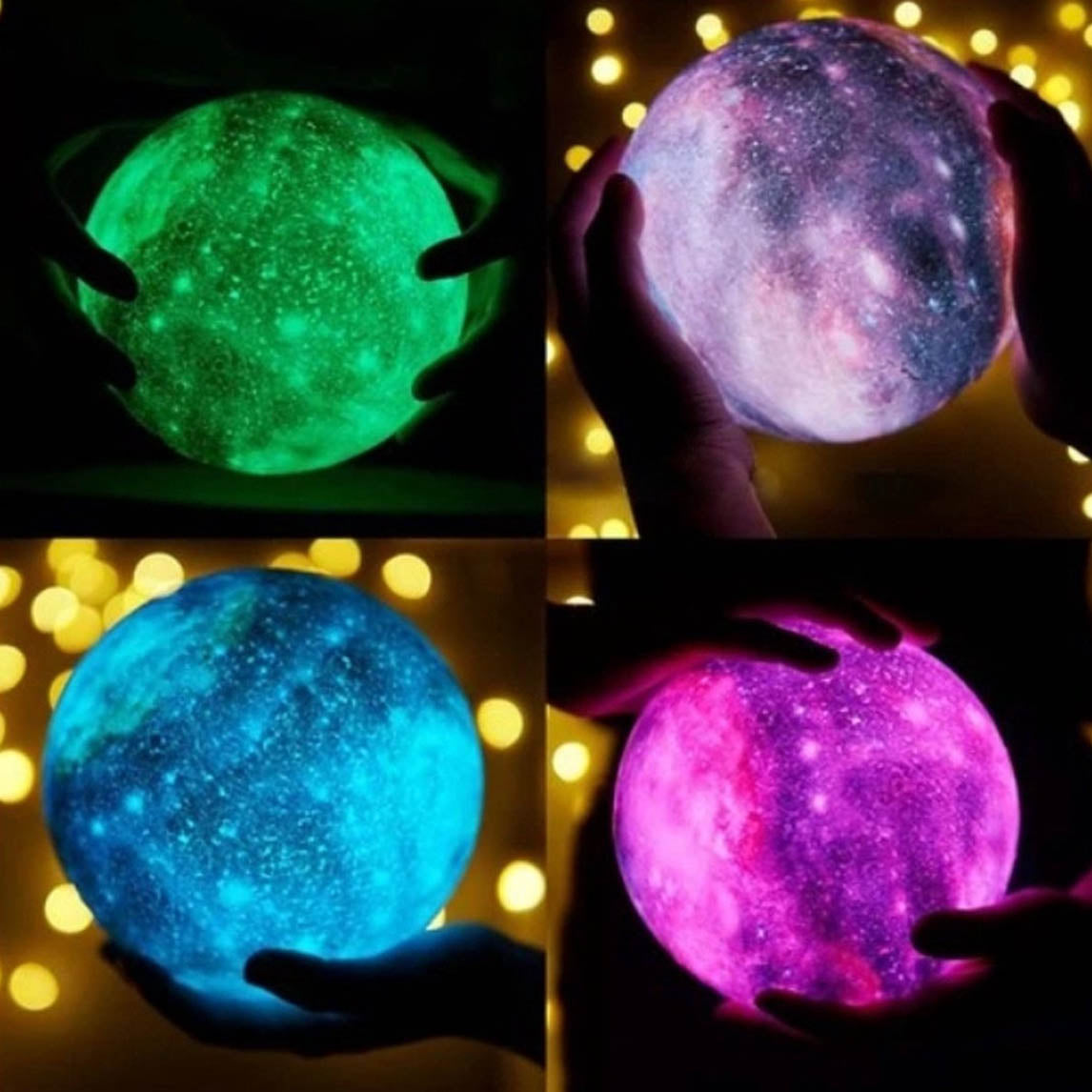 Ariko Veilleuse 3D lune - lumière étoile - 15 cm - Lampe à poser - Batterie 15 à 89 heures - 16 couleurs LED dimmables et Télécommande