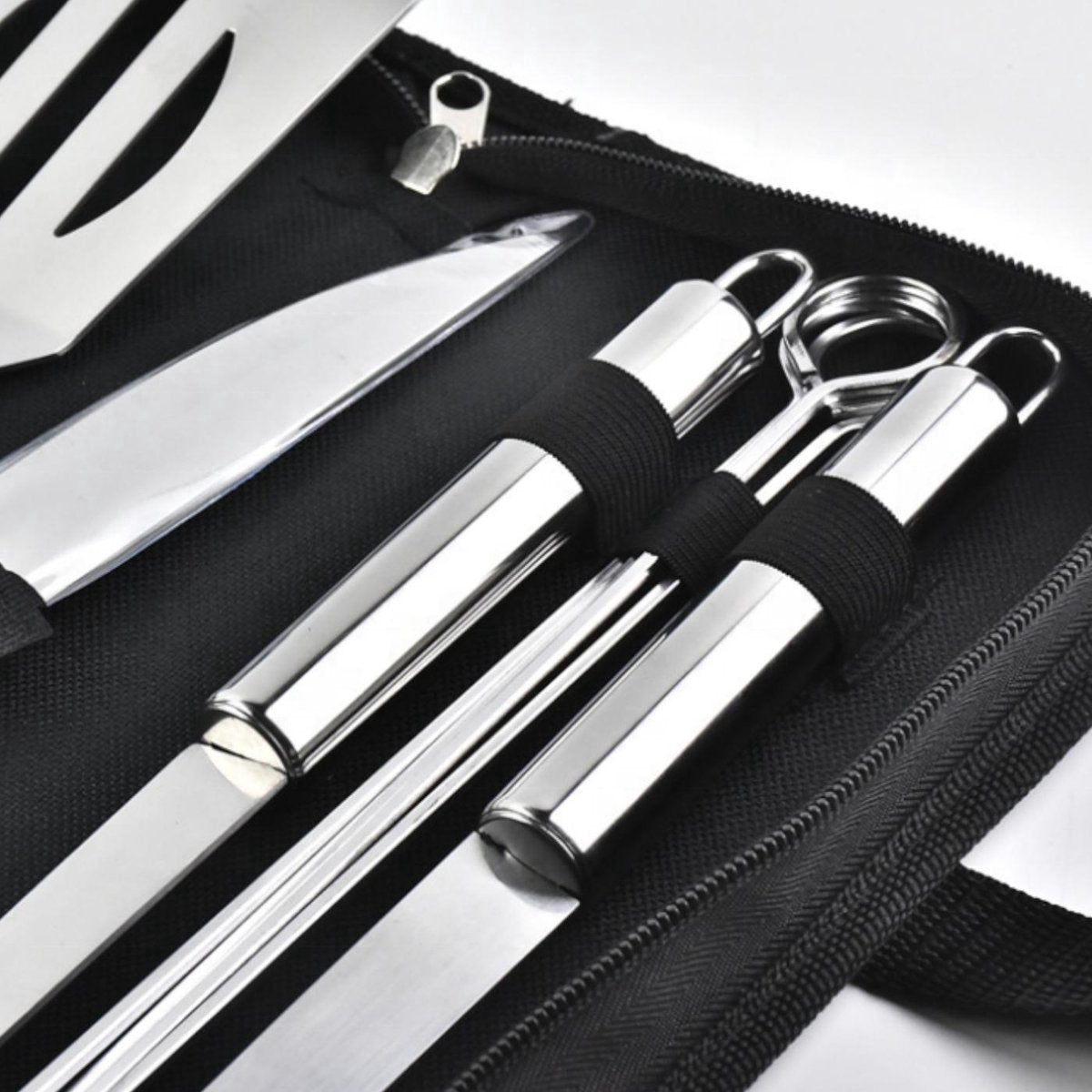 Ariko Ensemble d'ustensiles et de pinces pour barbecue - 9 pièces - BBQ - Ensemble de pinces et de brochettes - avec sac de rangement