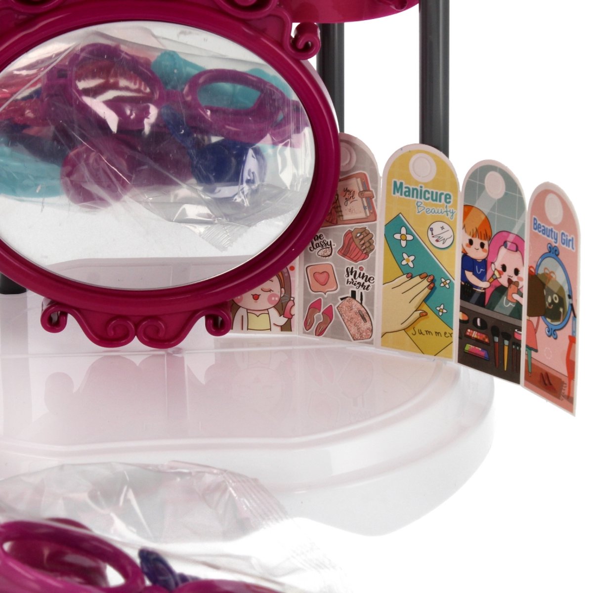 <tc>Ariko</tc>  Spielzeugkoffer Kosmetiksalon 30 Teile - Fön, Spiegel, Schminke, Parfüm und vieles mehr - praktischer Koffer zum Mitnehmen