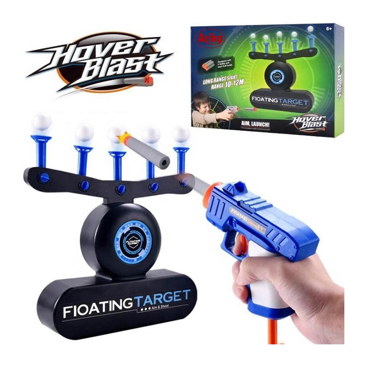 Ariko Floating Shooting Game | Kinderspeelgoed | Schietspel | Speelgoedblaster met zwevende balletjes | Op USB aansluiting | Inclusief 4 x Philips AA batterijen