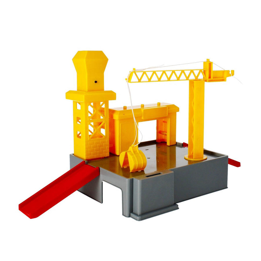 Ariko Parkeergarage met constructie gebouw - met werkende kraan, 5 auto's, 3 bulldozers, diverse verkeersattributen - met licht & geluid - inclusief 3 x Philips AA batterijen