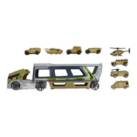 Thumbnail for Ariko Camion de transport de voitures militaires - avec 8 véhicules et hélicoptères - pièces mobiles - espace de stockage pour 22 voitures