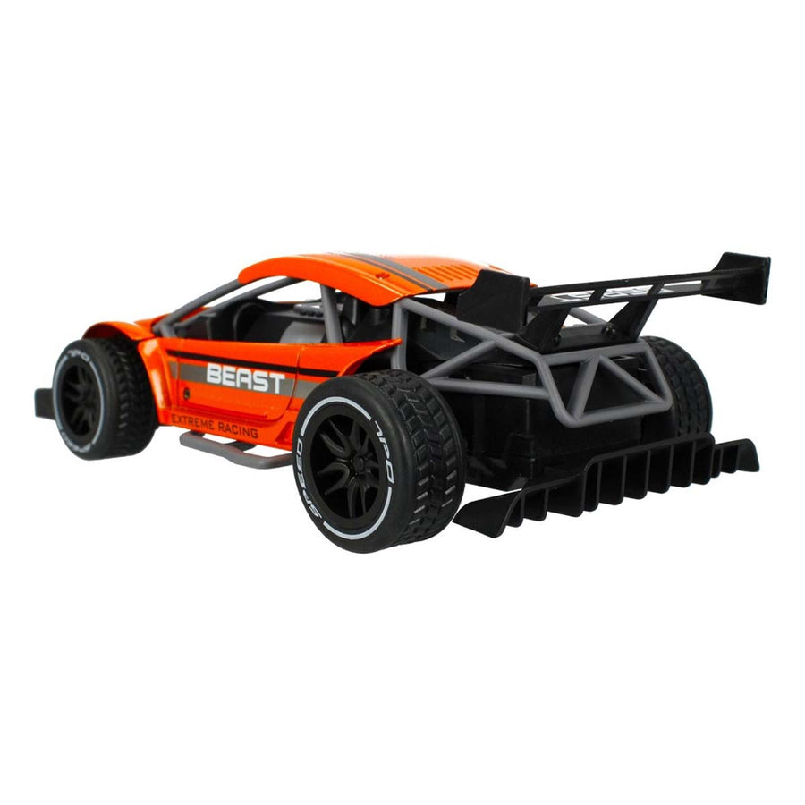 Ariko RC metalen raceauto - rubberen banden - zware oplaadbare accu en motor - 15 km per uur - 1:16 - inclusief 2 x Philips AA batterijen - oranje