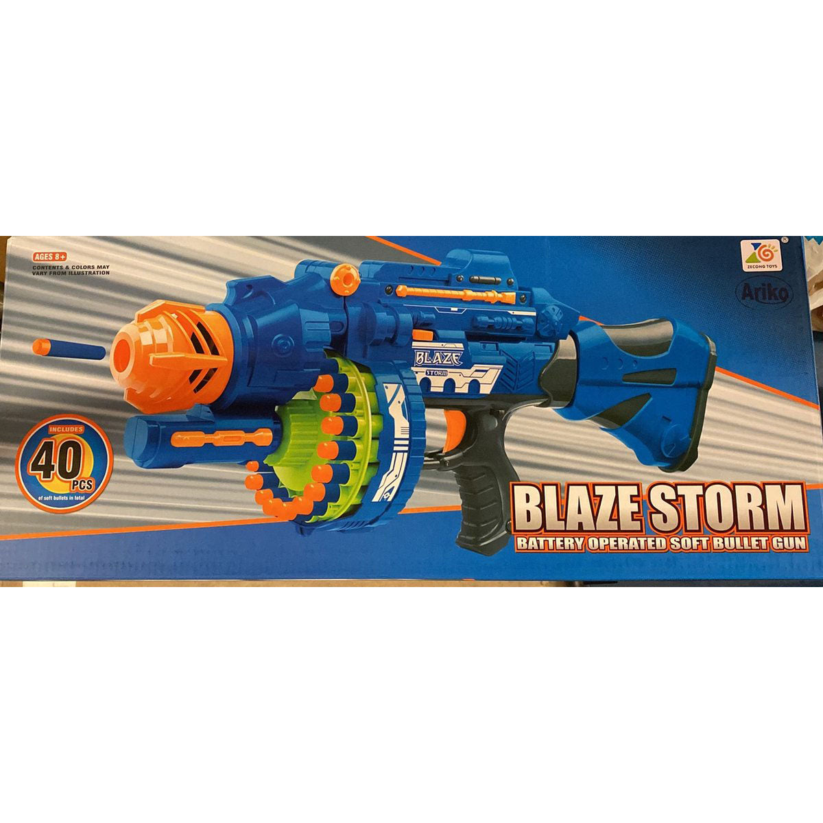 Ariko Blaze Storm Nerf shooter - Grand format - Avec 80 cartouches et son - Piles Phillips incluses - Édition limitée
