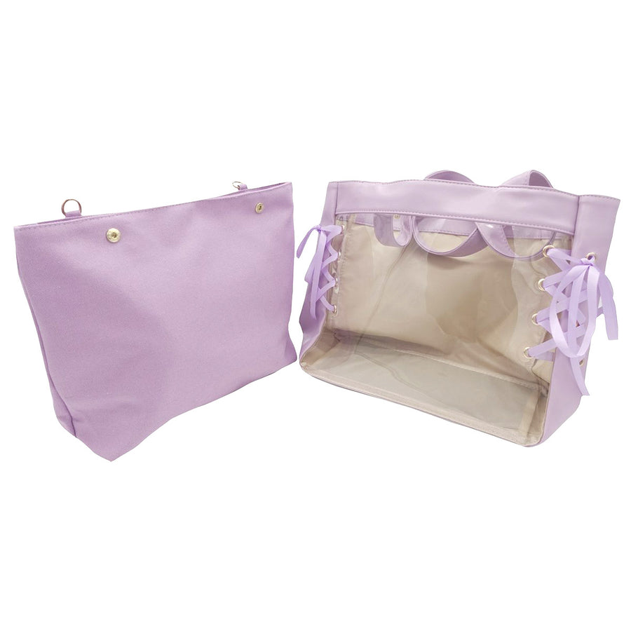 <tc>Ariko</tc> Itabag Handtasche - Künstlerische Tasche Japan - Transparentes Fach für Schlüsselanhänger - Pins - Lila