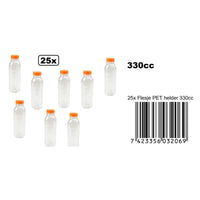 Thumbnail for 25x Flasche PET klar 330cc mit orangefarbenem Verschluss - trinken Sie Orangensaft Cola Säfte Getränke