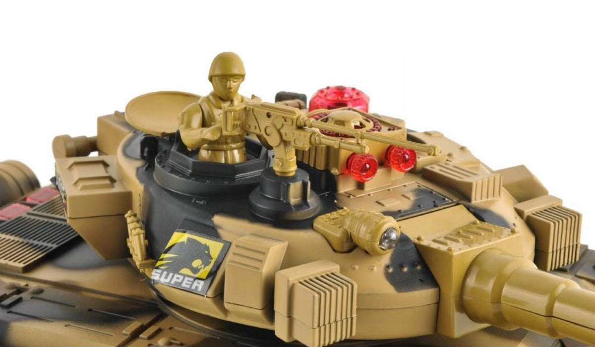 RC Tank - Set Of 2 Pieces - Remote Controlled Radio Tank With Remote Control - With Sound & Light Effects - With Internal Battery - 2.4Gz - Scale 1:14