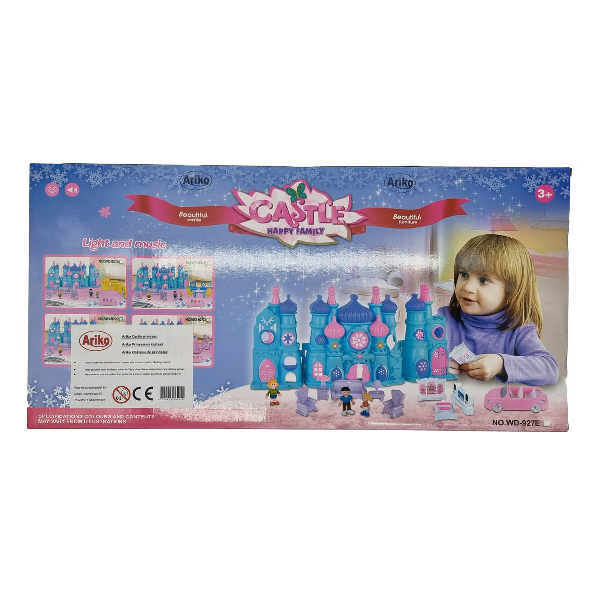 Ariko XXL Prinsessen kasteel met licht en geluid - met meubels, poppetjes en een auto - incl 3 x LR44 batterijen