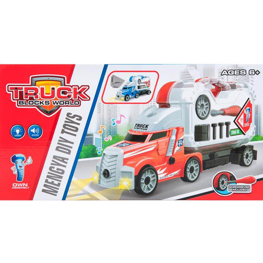 <tc>Ariko</tc> Truck with tool box - with light and sound - tinker with your truck yourself - with traffic signs, cones, spare wheel and tools - including batteries