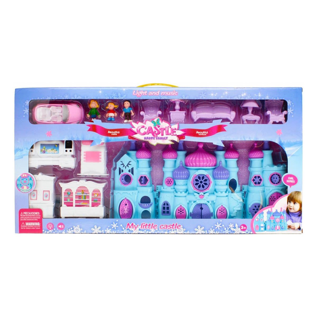 Ariko XXL Prinsessen kasteel met licht en geluid - met meubels, poppetjes en een auto - incl 3 x LR44 batterijen
