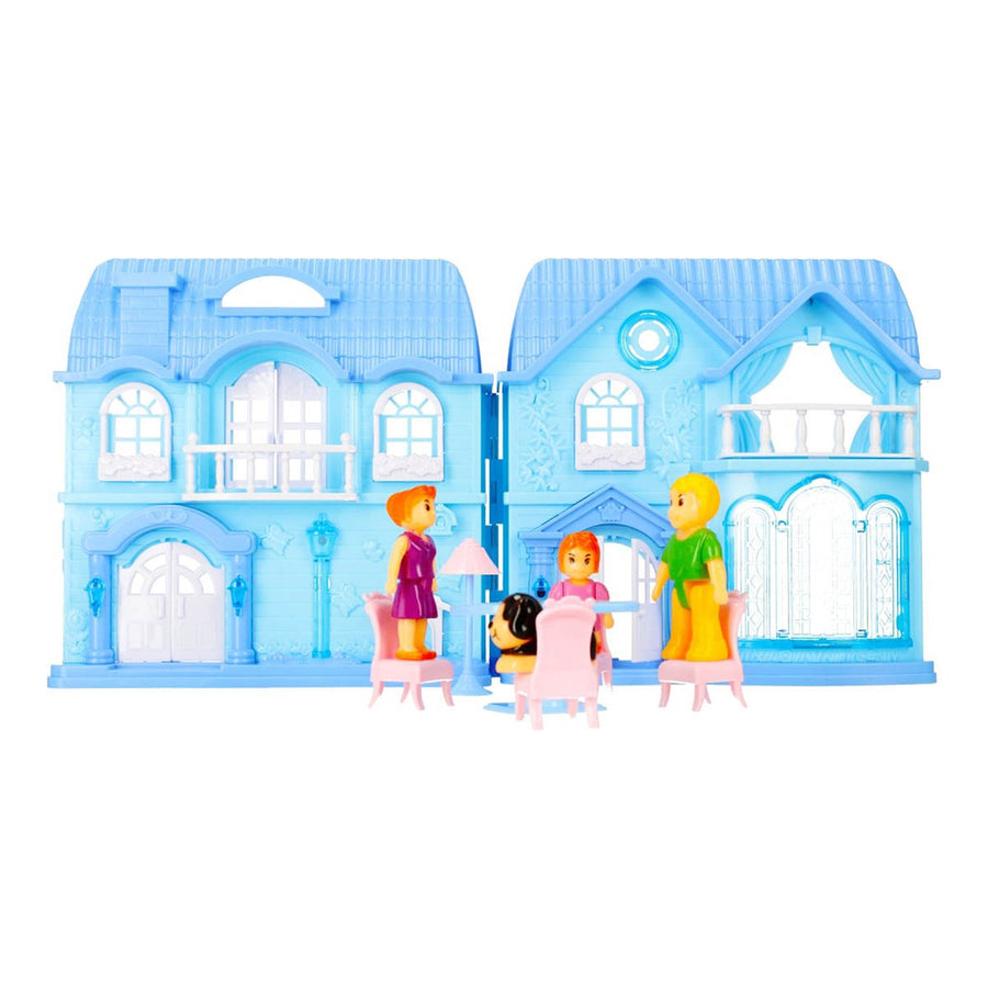 Ariko Poppenhuis My New Home Snow and Ice Series - Medium - Muziek en Licht show - inclusief tuinmap en keuken en slaapkamermeubels - inclusief 2 x AA batterijen van Philips