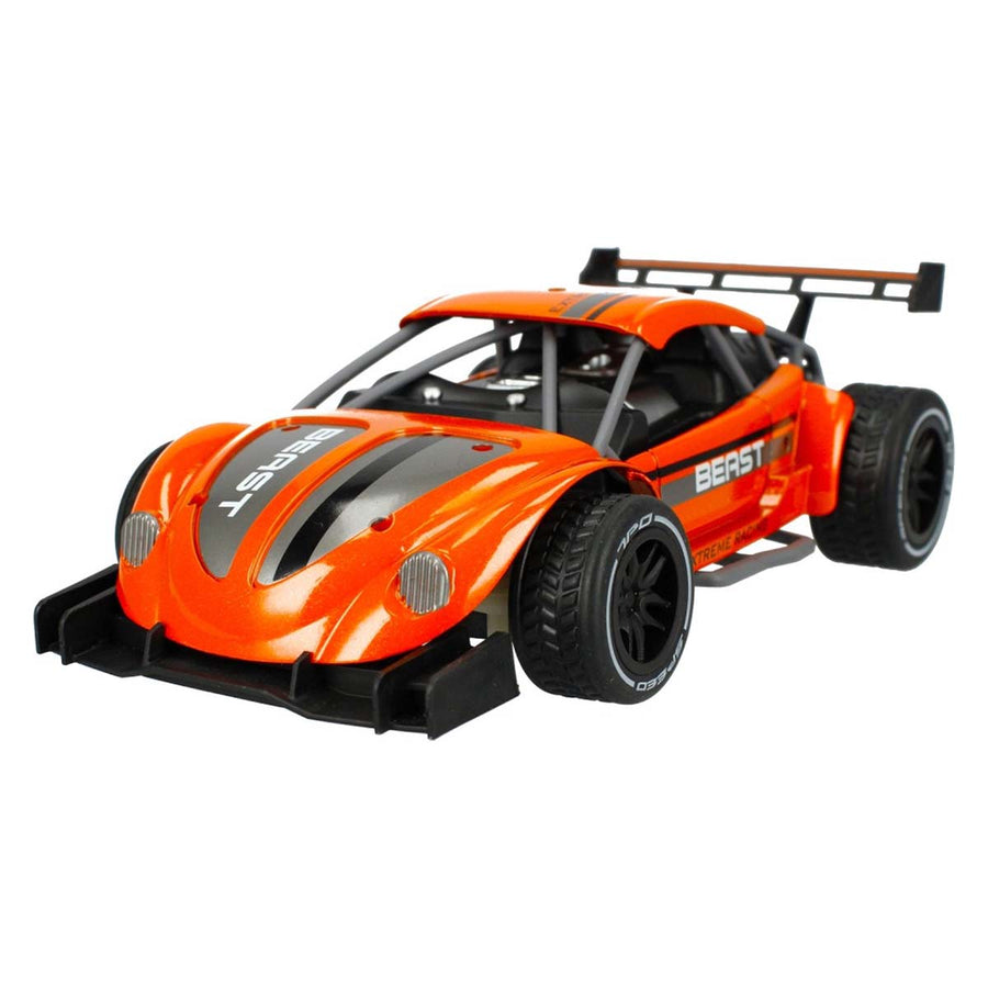 Ariko RC metalen raceauto - rubberen banden - zware oplaadbare accu en motor - 15 km per uur - 1:16 - inclusief 2 x Philips AA batterijen - oranje