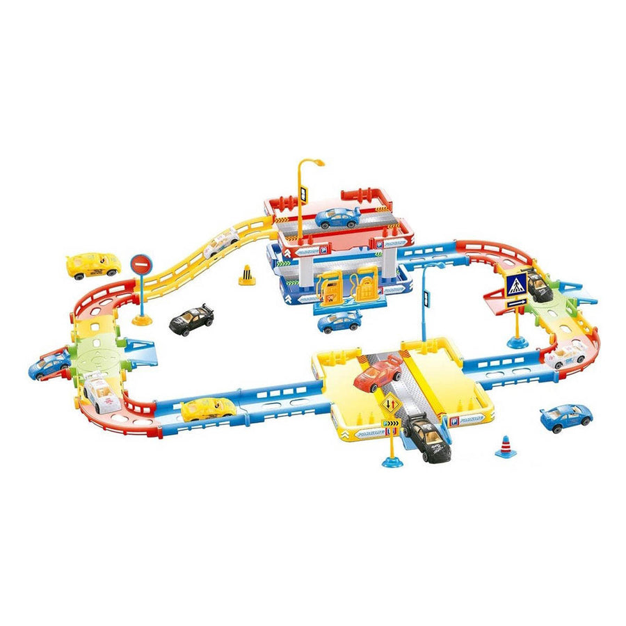 Ariko Parkeergarage - Garage Speelset - 3 auto's - benzinestation - verkeersborden en verlichting - accessoires - 40 delig