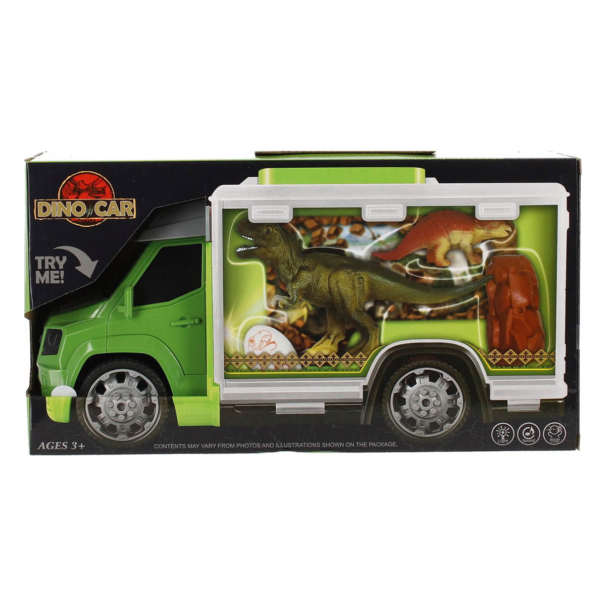 Ariko Camion de transport Dino - avec 5 x dinosaures - 2 x œuf de dinosaure - Diverses décorations - Piles incluses