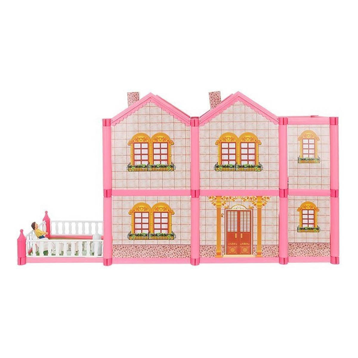 Ariko XL Poppenhuis | Droomhuis | 6 kamers en terras| 136 delig volledig ingericht met 4 poppetjes en 1 hond