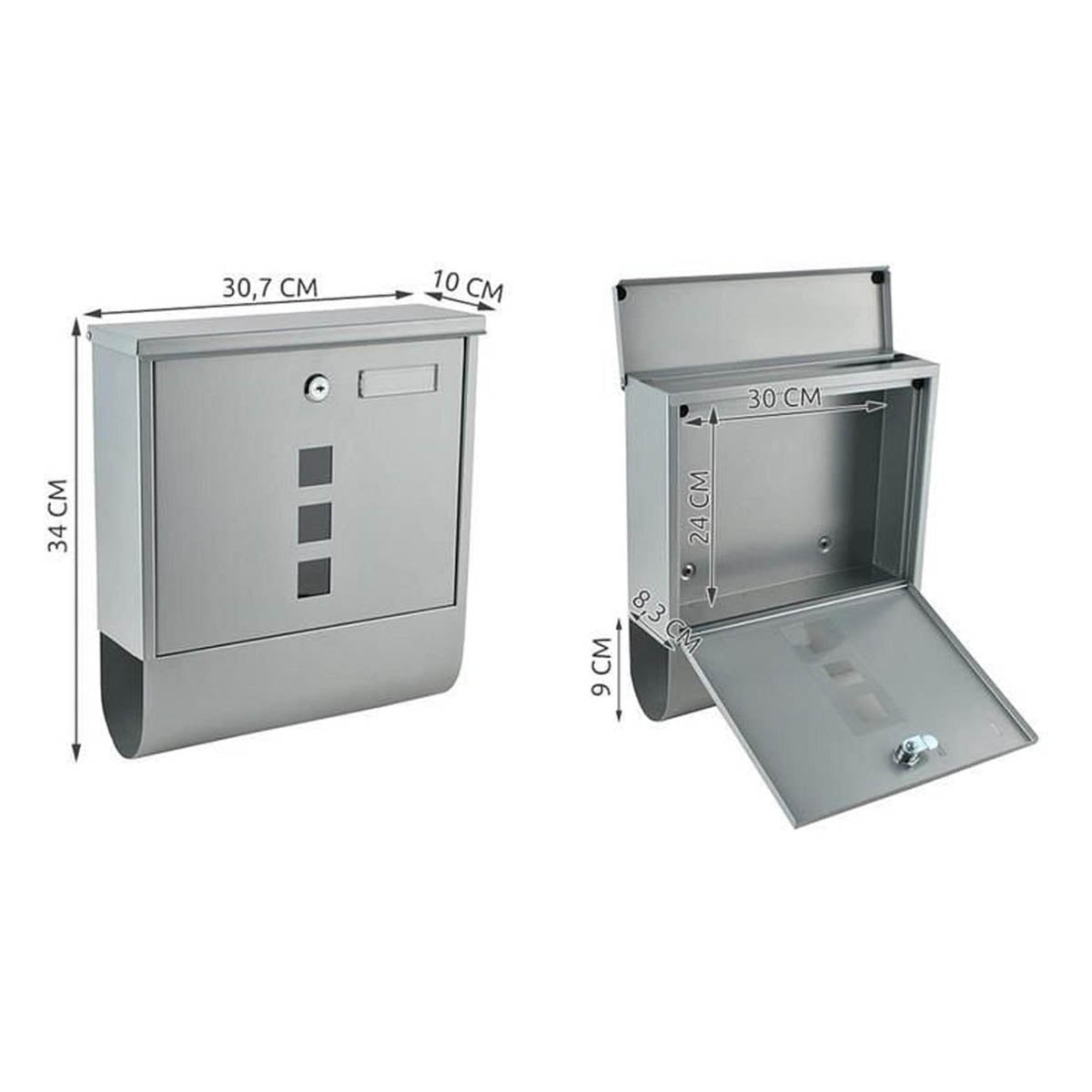Ariko Wand Brievenbus - RVS - met Krantenrol - Grijs - tot 8 kranten