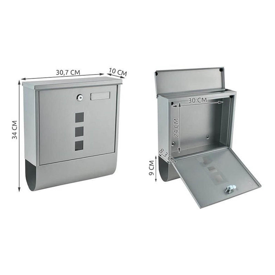 <tc>Ariko</tc> wall letterbox - stainless steel - with newspaper roll - gray - up to 8 newspapers