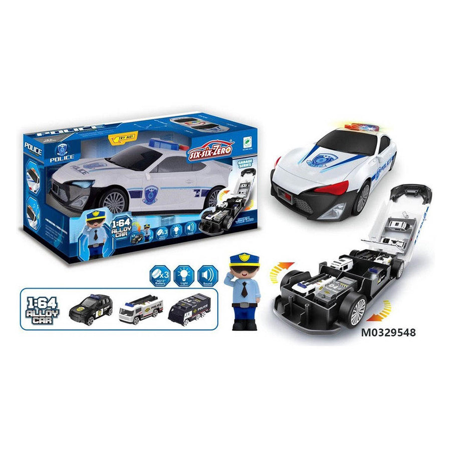 Ariko XL Politie Auto set - Maar liefst 1:64 - 3 extra auto's - opbergvakken in de auto - politieman - met licht en geluid - inclusief batterijen