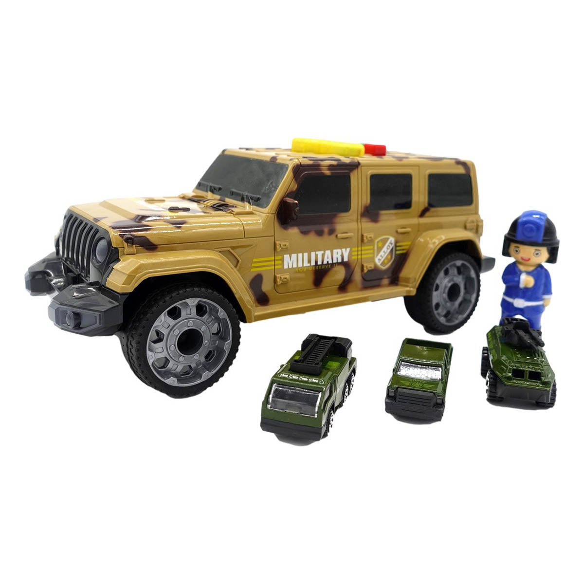 Ariko Militärisches Garagenauto - Spielzeugfahrzeug - Einschließlich Minifahrzeuge - Mit Licht und Sound