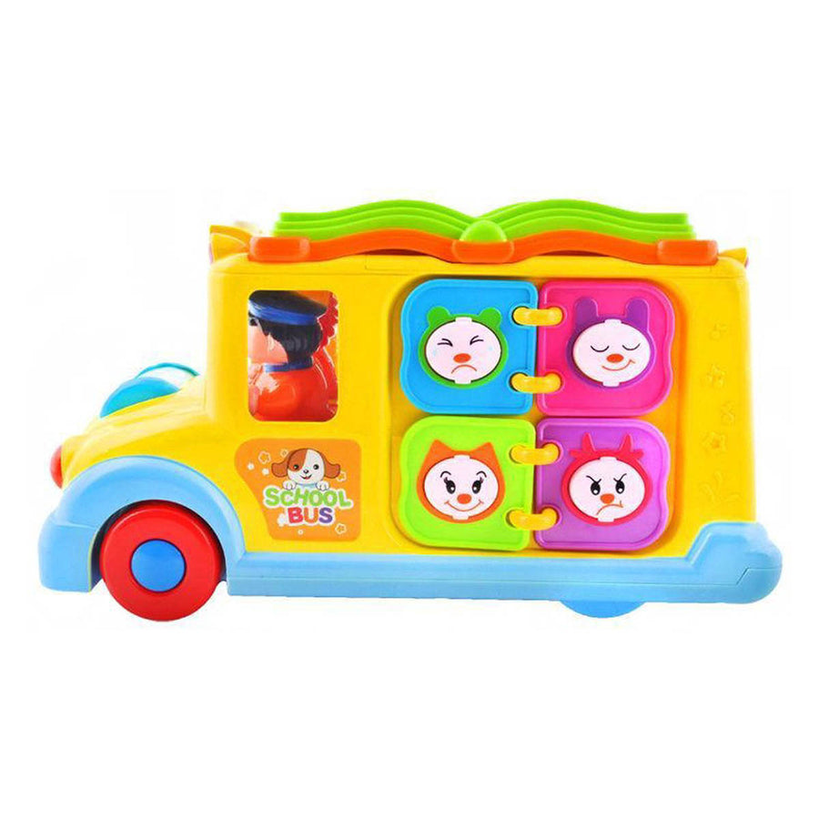 Schoolbus met Boek Speelgoedvoertuig - Geluid Automatisch Rijden - Leerzaam Met licht en Geluid - Ariko