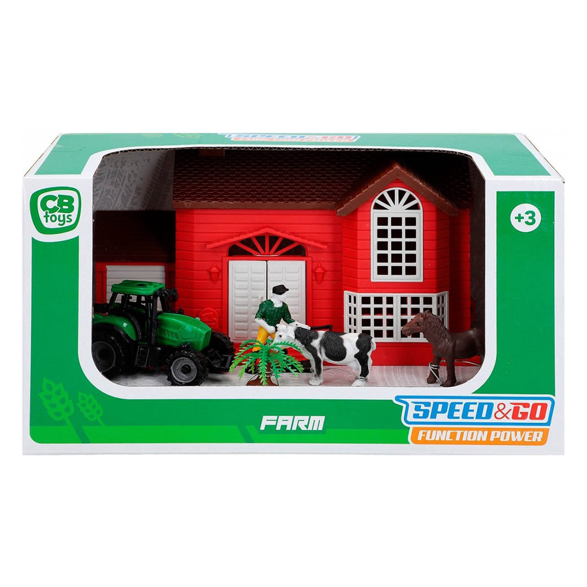<tc>Ariko</tc>  Bauernhof-Spielset - 6-teilig - mit Bauernhof, Traktor, Bäuerin, Schaf und Pony