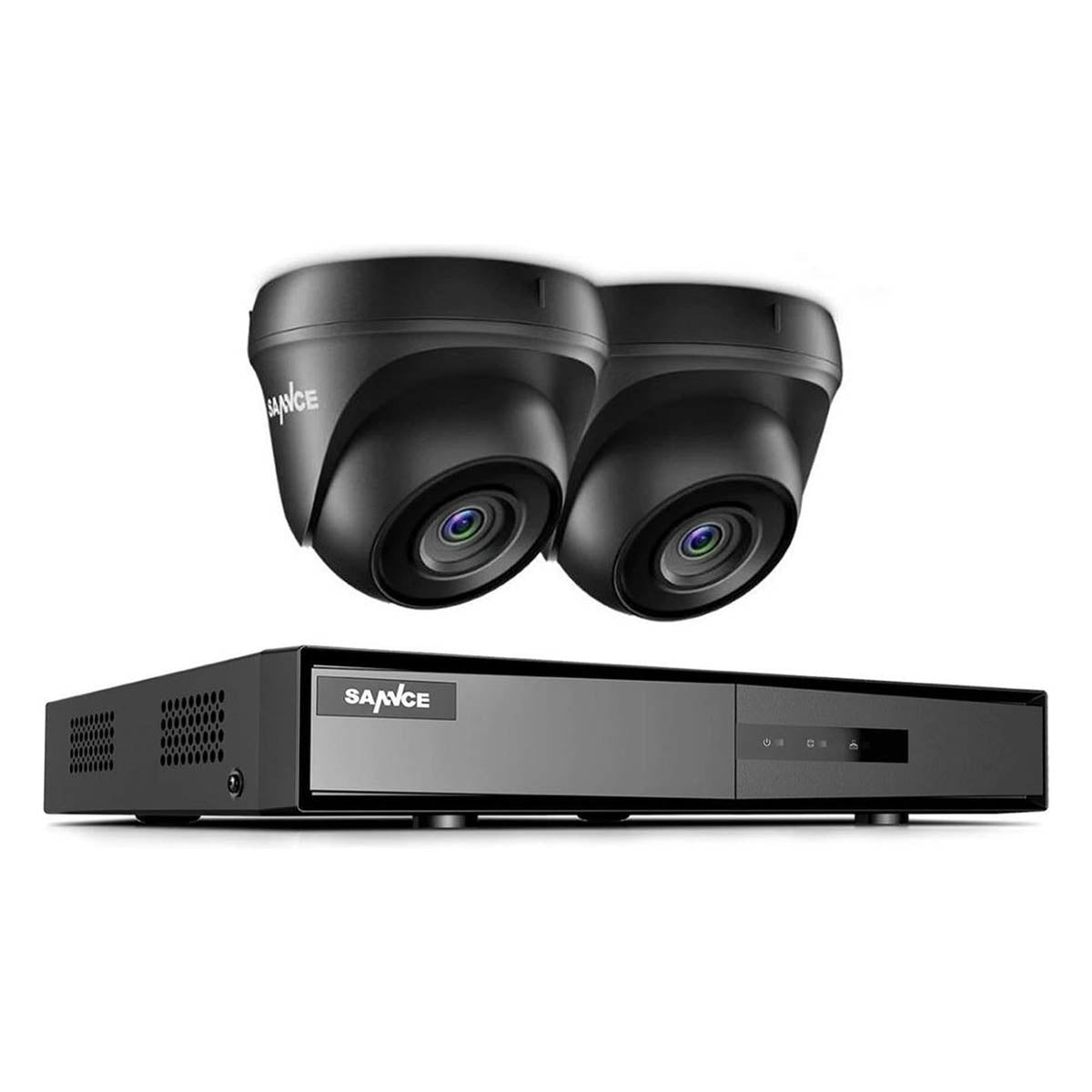Ariko Sannce Camera CCTV-System, 2 x schwarze hochwertige 3MP-Überwachungskameras, Nachtsicht 25 mtr, online aufgezeichnete und Live-Bilder, einschließlich 1 TB Festplatte - niederländischer Helpdesk