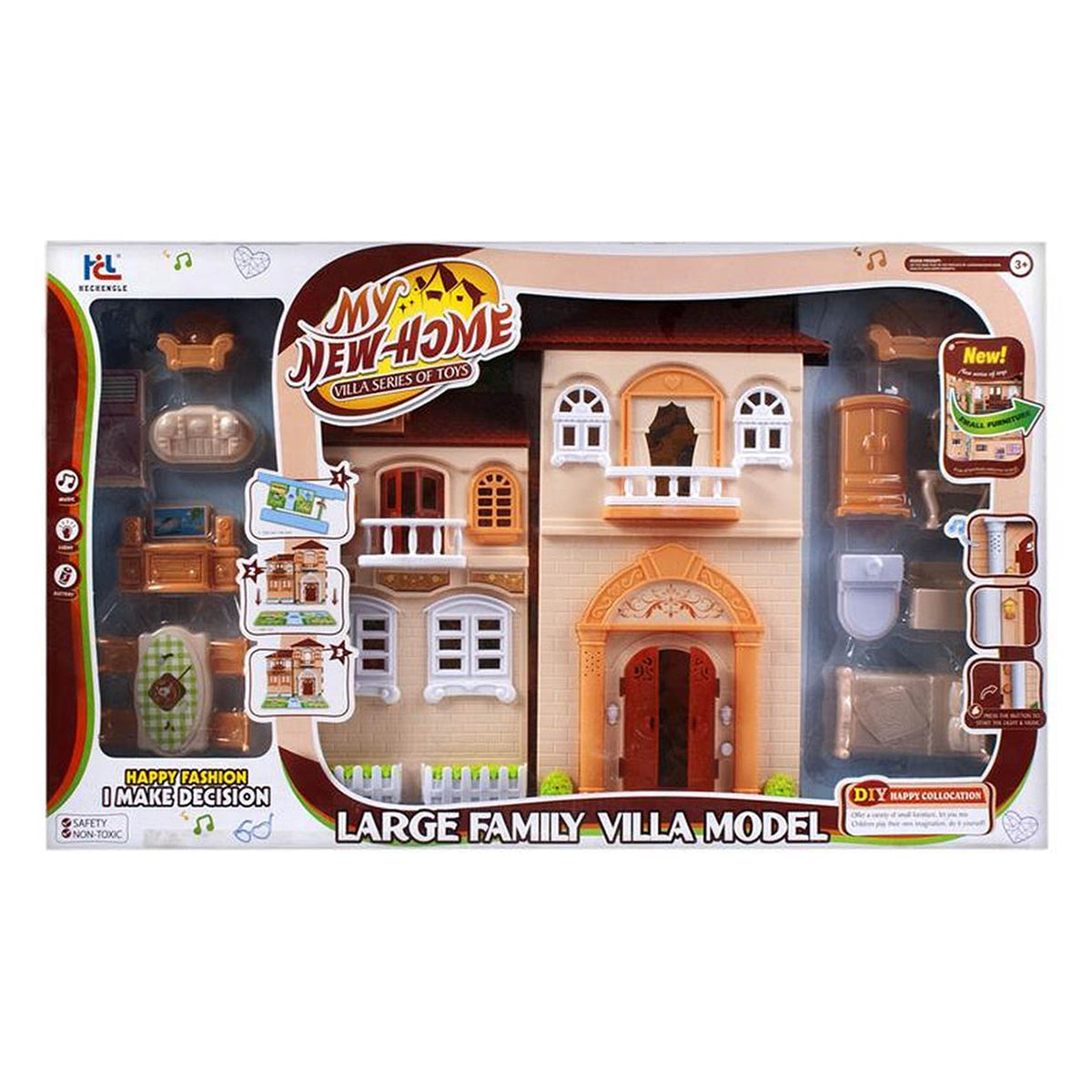 <tc>Ariko</tc> Poppenhuis My New Home Villa Series - Music and Light show - including garden folder and kitchen and bedroom furniture - including 2 x AA batteries from Philips