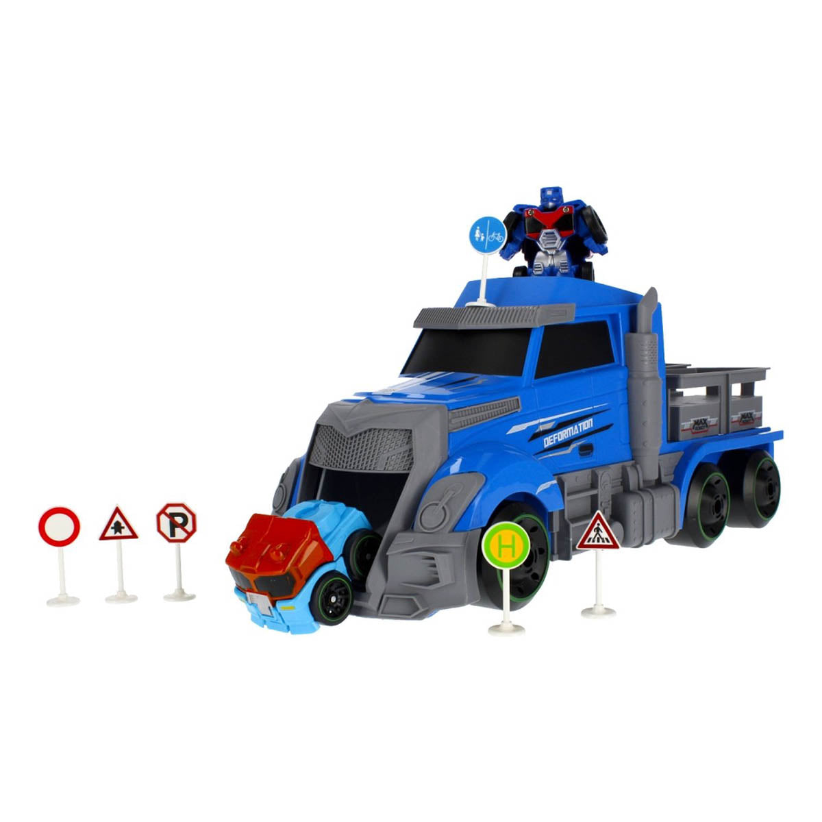 Ariko Truck Launcher mit 2 Roboterautos - inklusive Verkehrszeichen